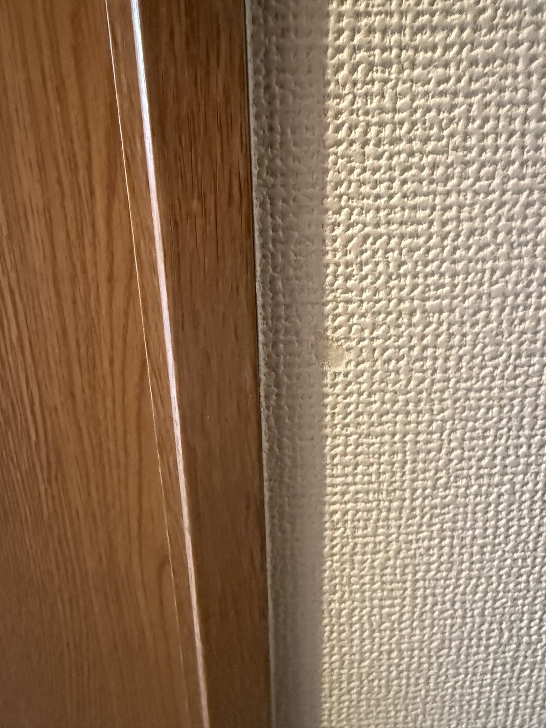 入間市のマンションでドア枠のリペア補修後に自然な見た目へ整えた様子